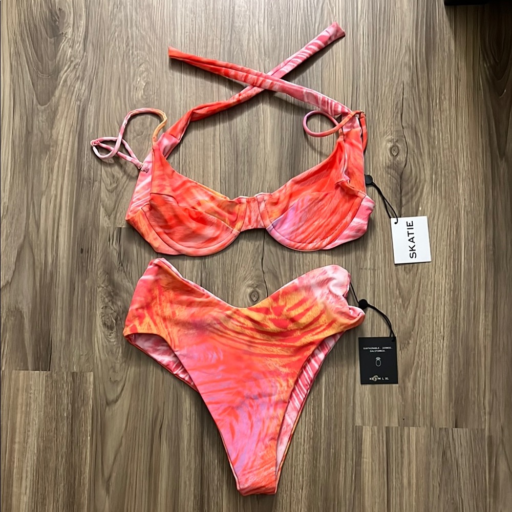 Skatie Vibrant Pink and Orange Swimwear